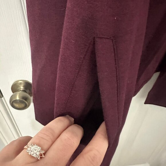 Kensie Maroon Asymmetrical Cardigan, Jacket, Single Snap Closure - Picture 5 of 10